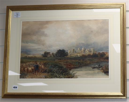 David Cox Jnr (1809-1885) Pevensey Castle, Sussex 13 x 20in.